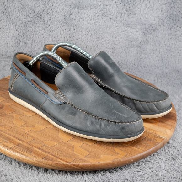 Clarks Blue Leather Mens Drive Loafers Slip On Shoes Size 10.5 - Picture 1 of 7
